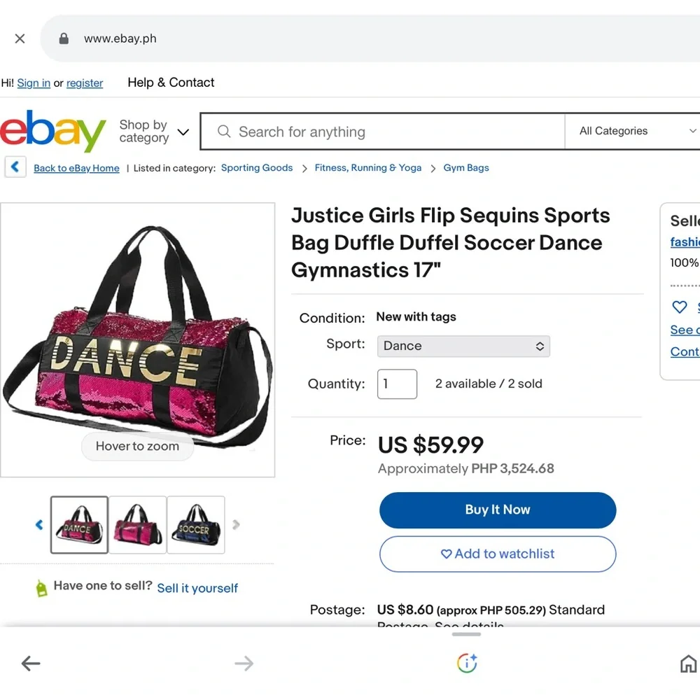 ‘Justice’ Sequins Flip Sports Duffel Bag (#4)